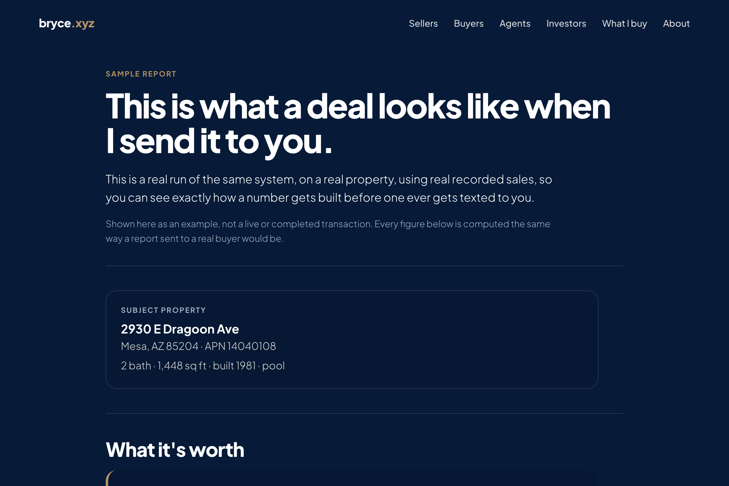 Preview of a sample deal report
